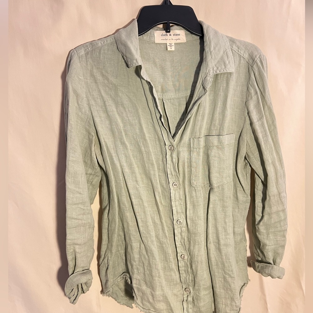 Light green long sleeve linen blouse